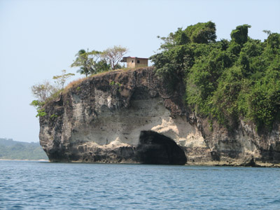 Sea Cave and Fishing Shack. Isla San Jose, Las Perlas Islands, Panama