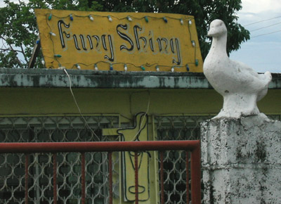 Hand painted sign. Funy Shiny. Punta Gorda, Belize